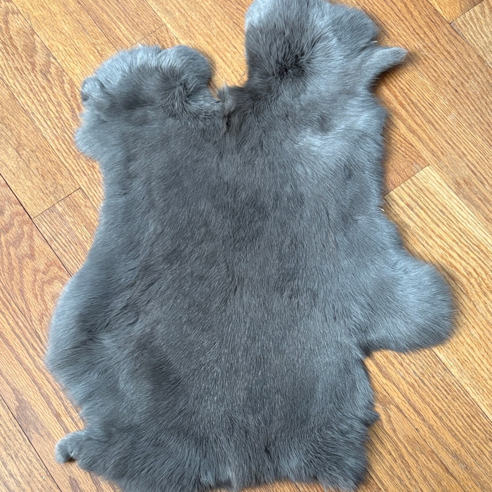 #0710 Gray Rabbit Fur Pelt Crafts Decor